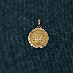 18k solid yellow gold Taurus zodiac charm